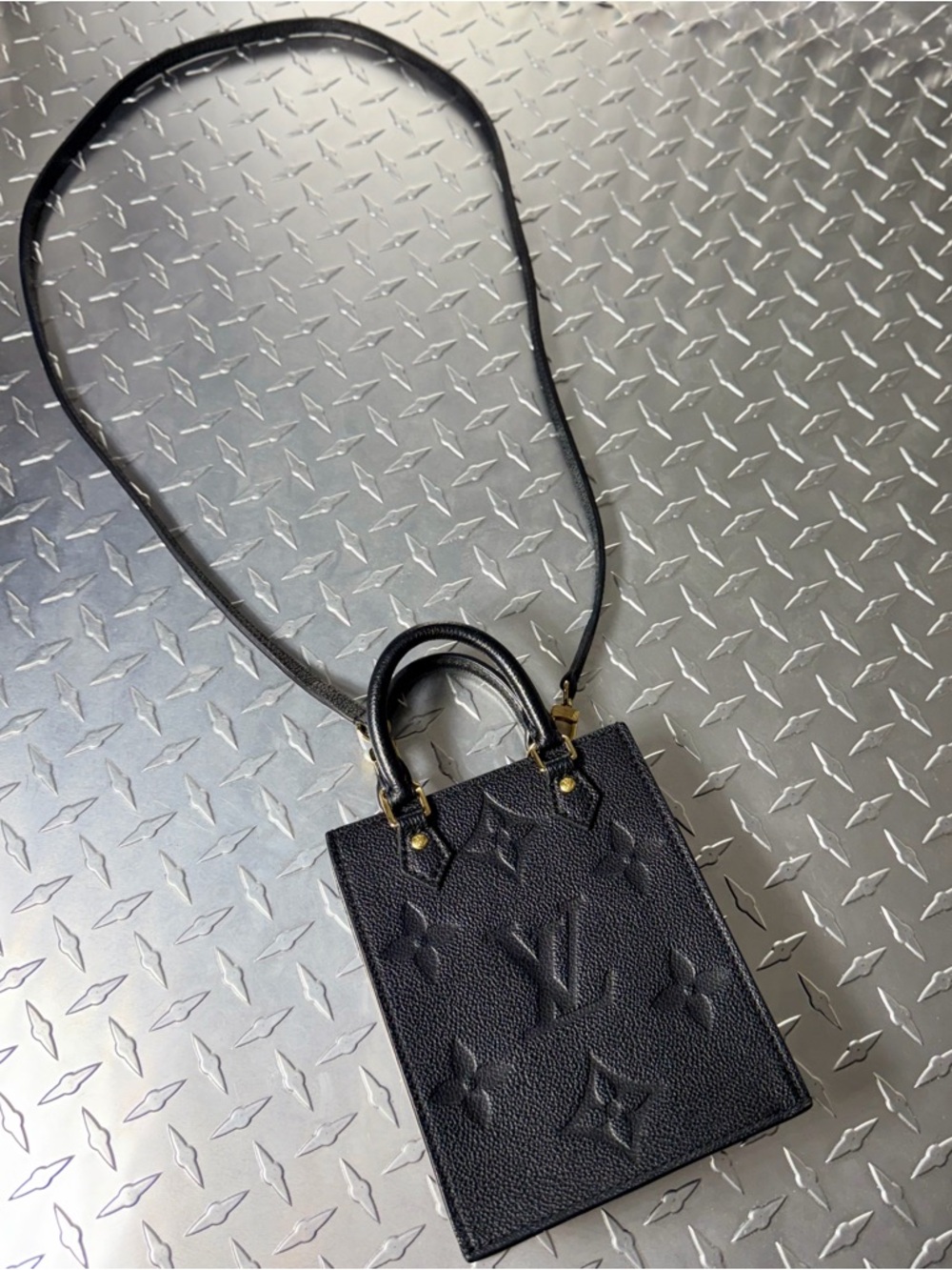 Louis Vuitton Giant Monogram Empreinte Petit Sac Plat in Black - Picture 3 of 11